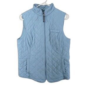 Van Heusen Women’s Size MEDIUM Vest Quilted Aqua Blue Full Zipper Pockets